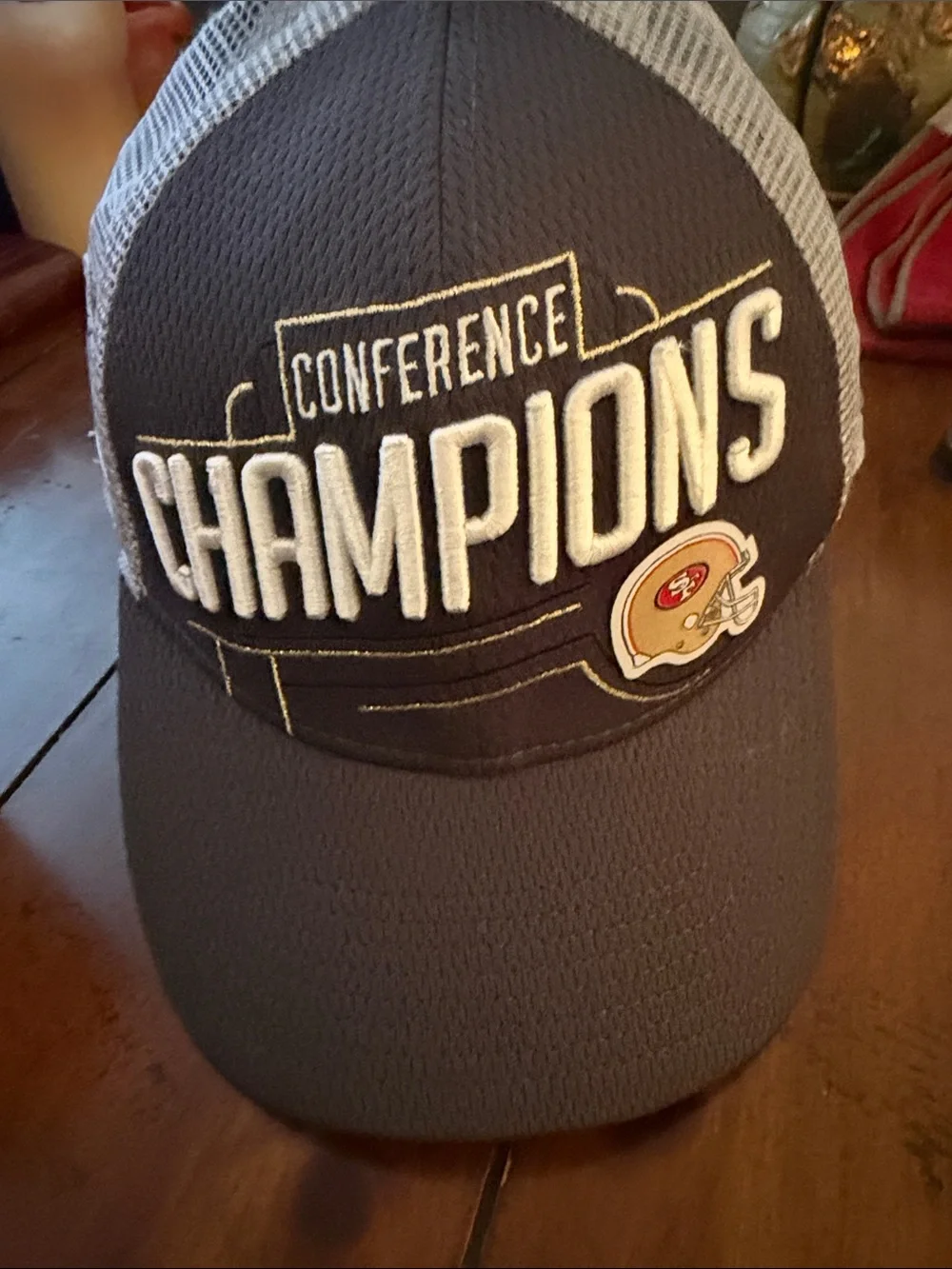 Conference Champions Mesh-Back Baseball Cap - Grey/White